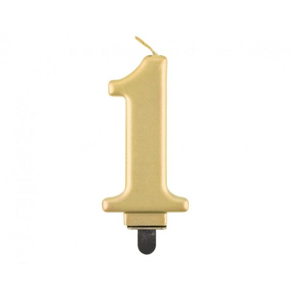 Świeczka cyferka 1, metalik złota, 8,0 cm