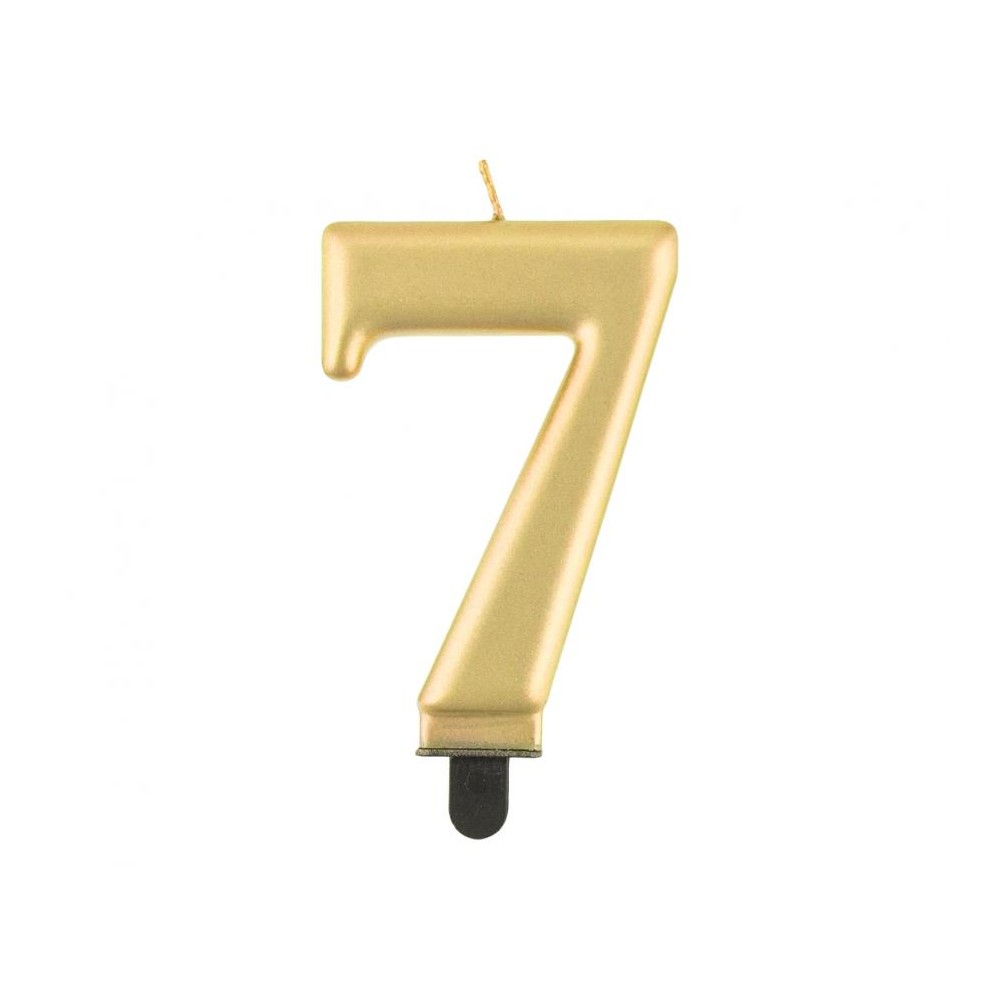 Świeczka cyferka 7, metalik złota, 8,0 cm
