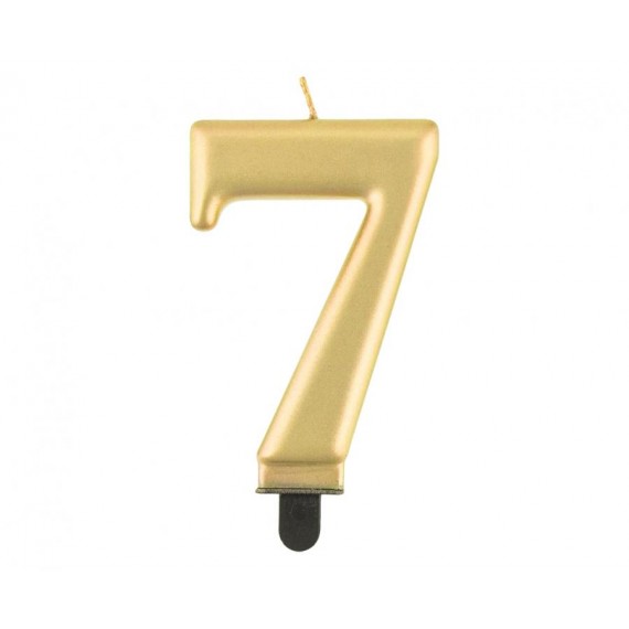 Świeczka cyferka 7, metalik złota, 8,0 cm