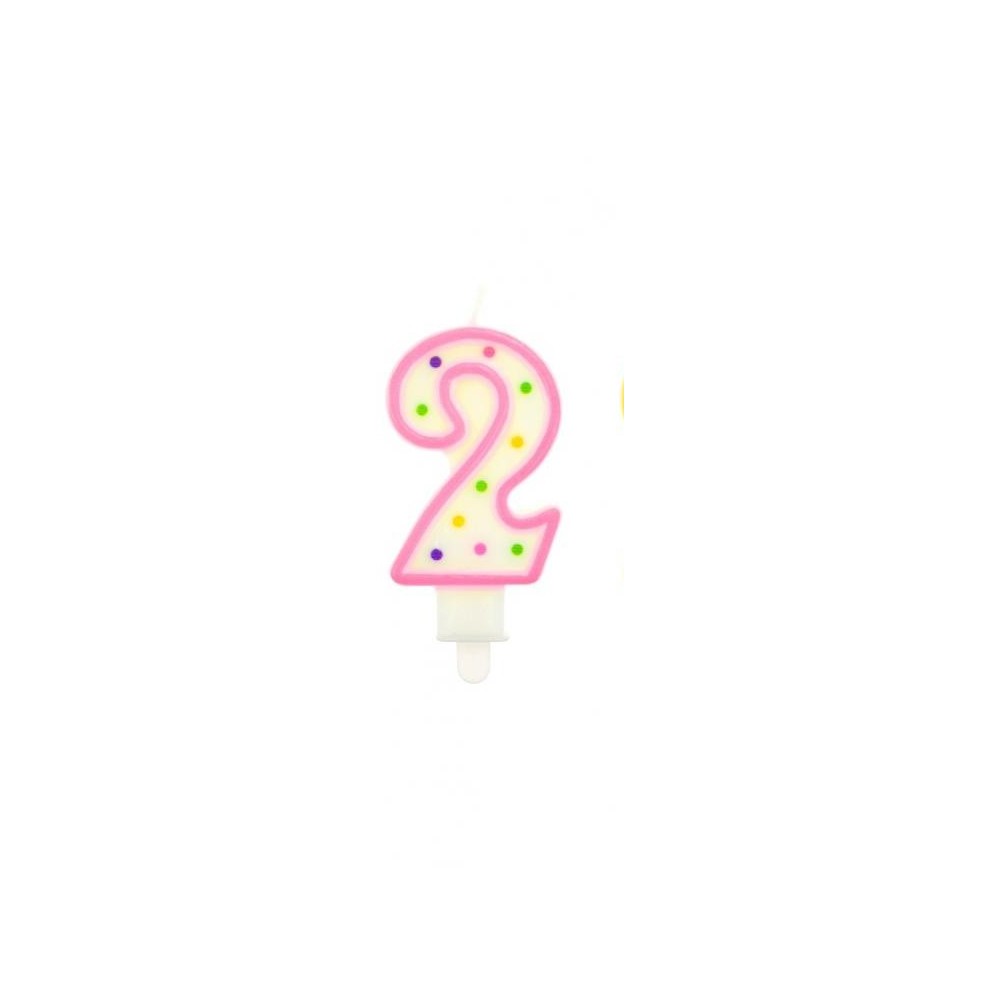 Świeczka cyferka z kropeczkami 2, 7.5 cm