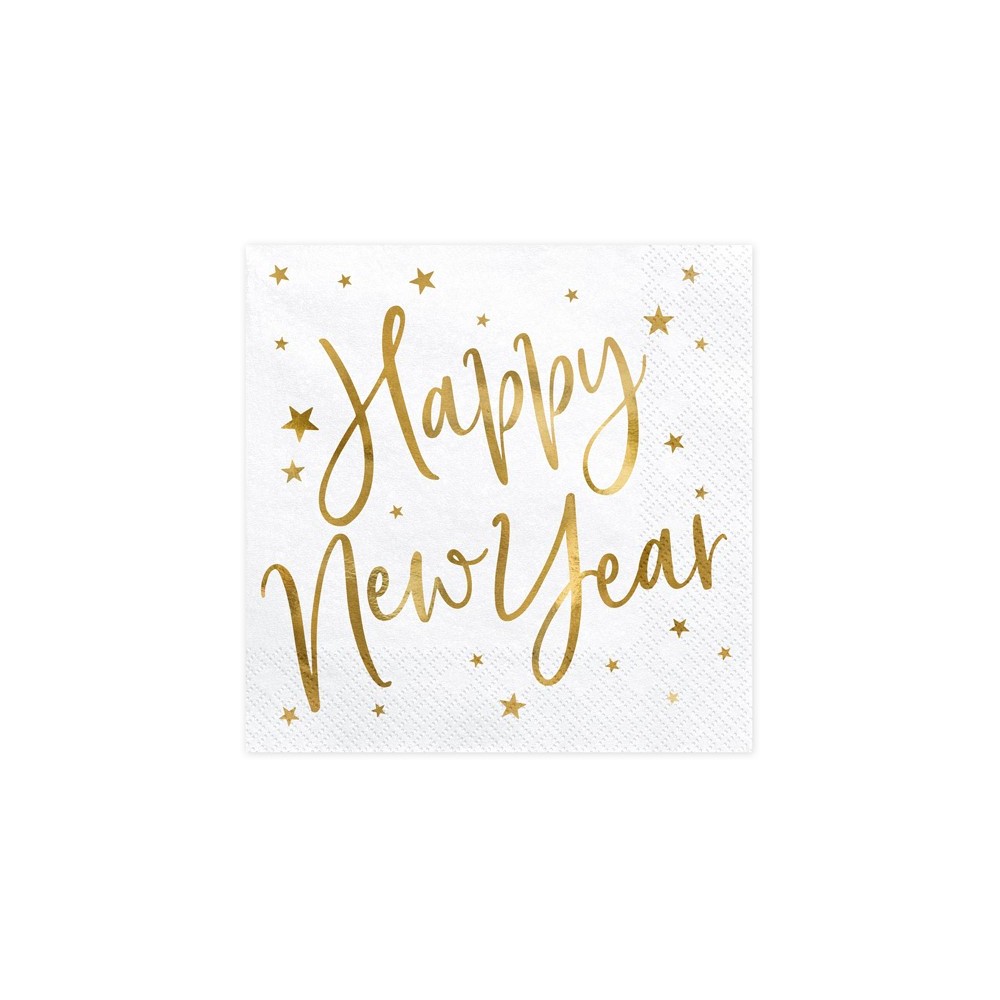 Serwetki Happy New Year, biały, 33x33cm