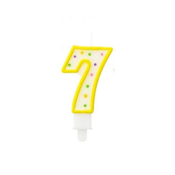 Świeczka cyferka z kropeczkami 7, 7.5 cm