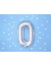 Balon foliowy Cyfra ''0'', 35cm, srebrny