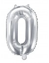 Balon foliowy Cyfra ''0'', 35cm, srebrny