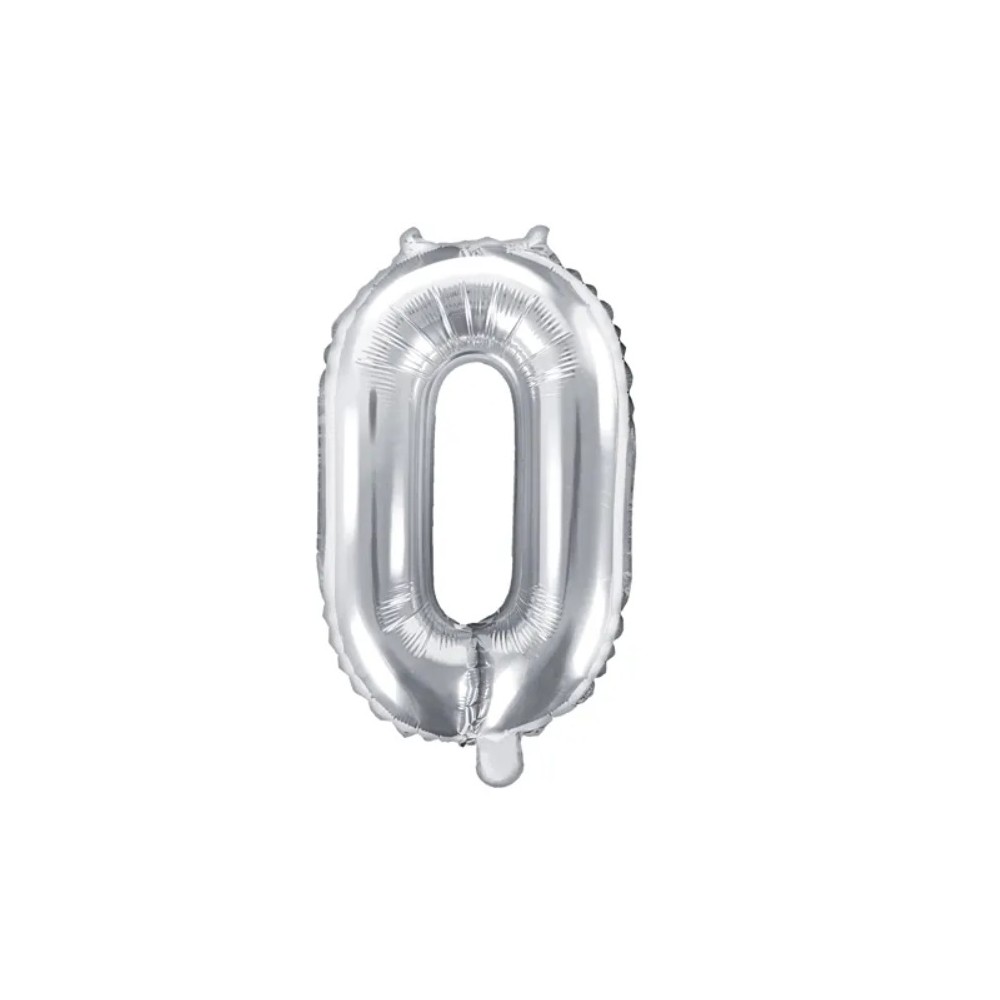 Balon foliowy Cyfra ''0'', 35cm, srebrny