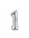 Balon foliowy Cyfra ''1'', 35cm, srebrny