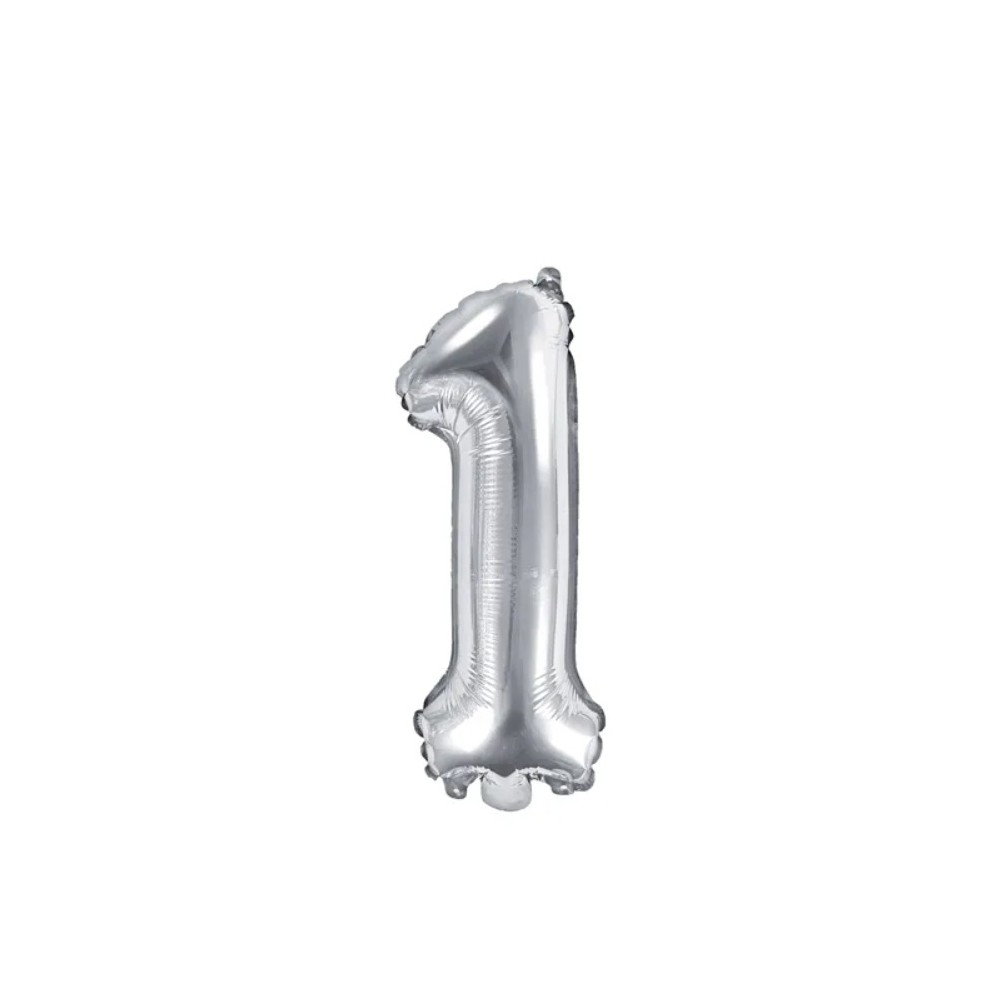 Balon foliowy Cyfra ''1'', 35cm, srebrny