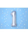 Balon foliowy Cyfra ''1'', 35cm, srebrny