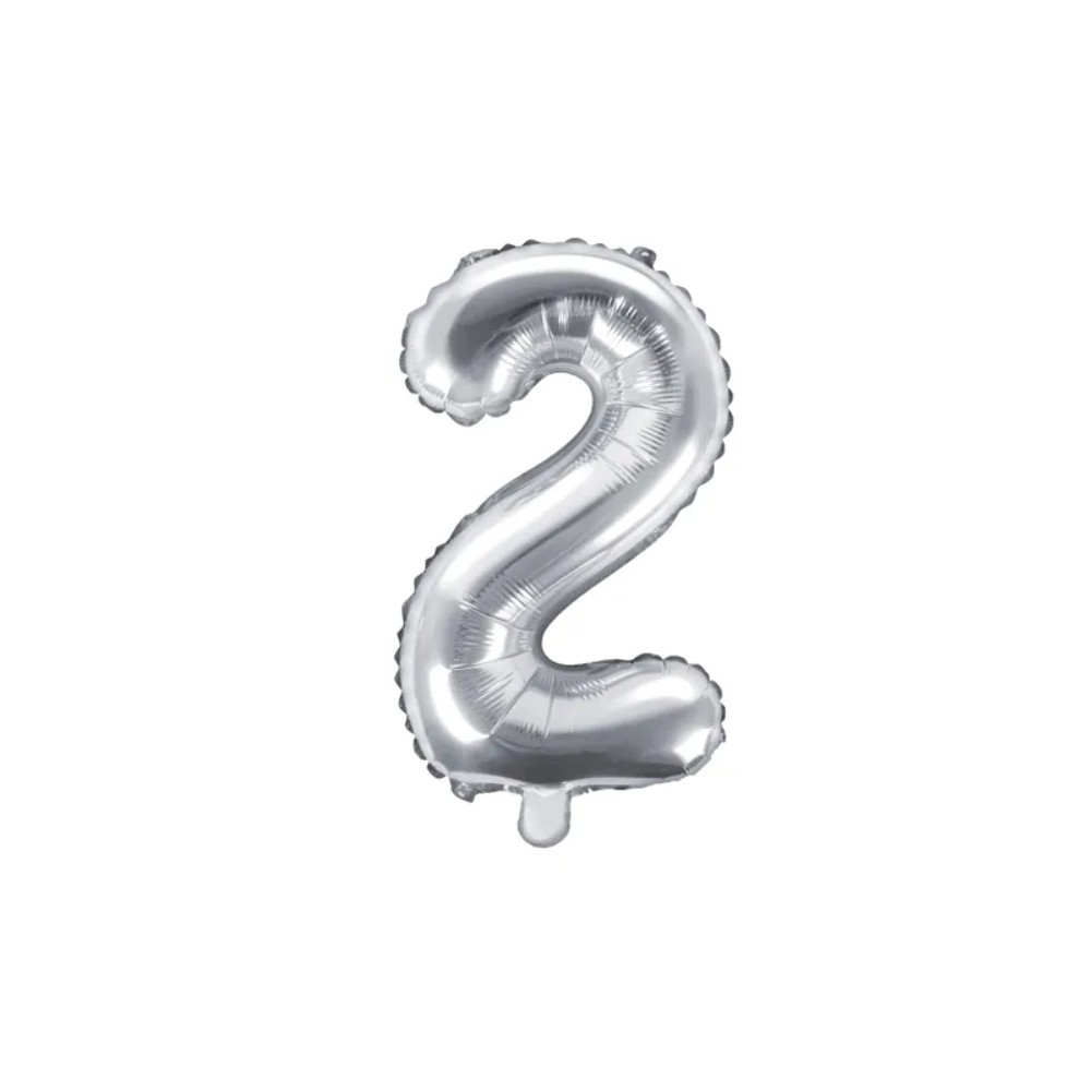 Balon foliowy Cyfra ''2'', 35cm, srebrny