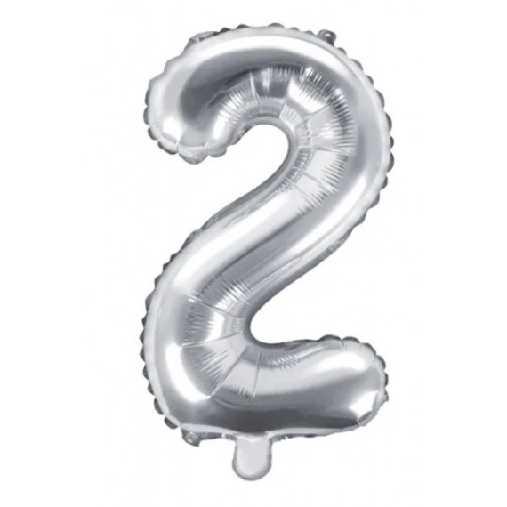 Balon foliowy Cyfra ''2'', 35cm, srebrny