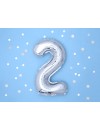 Balon foliowy Cyfra ''2'', 35cm, srebrny