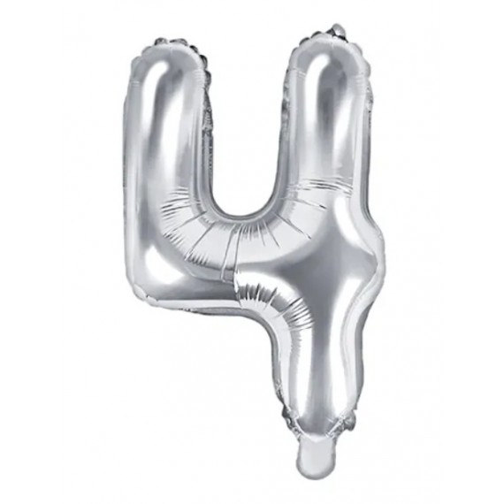 Balon foliowy Cyfra ''4'', 35cm, srebrny
