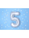 Balon foliowy Cyfra ''5'', 35cm, srebrny