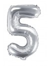 Balon foliowy Cyfra ''5'', 35cm, srebrny