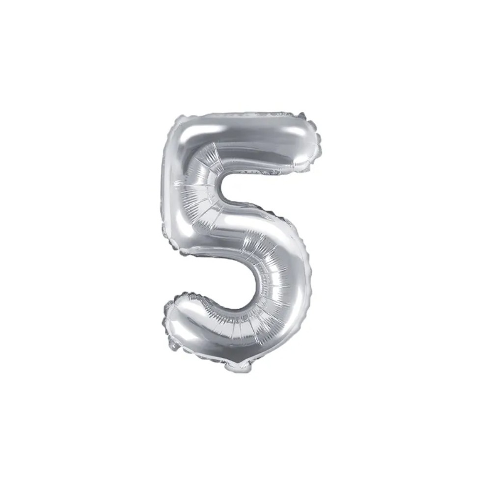 Balon foliowy Cyfra ''5'', 35cm, srebrny