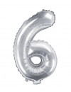 Balon foliowy Cyfra ''6'', 35cm, srebrny