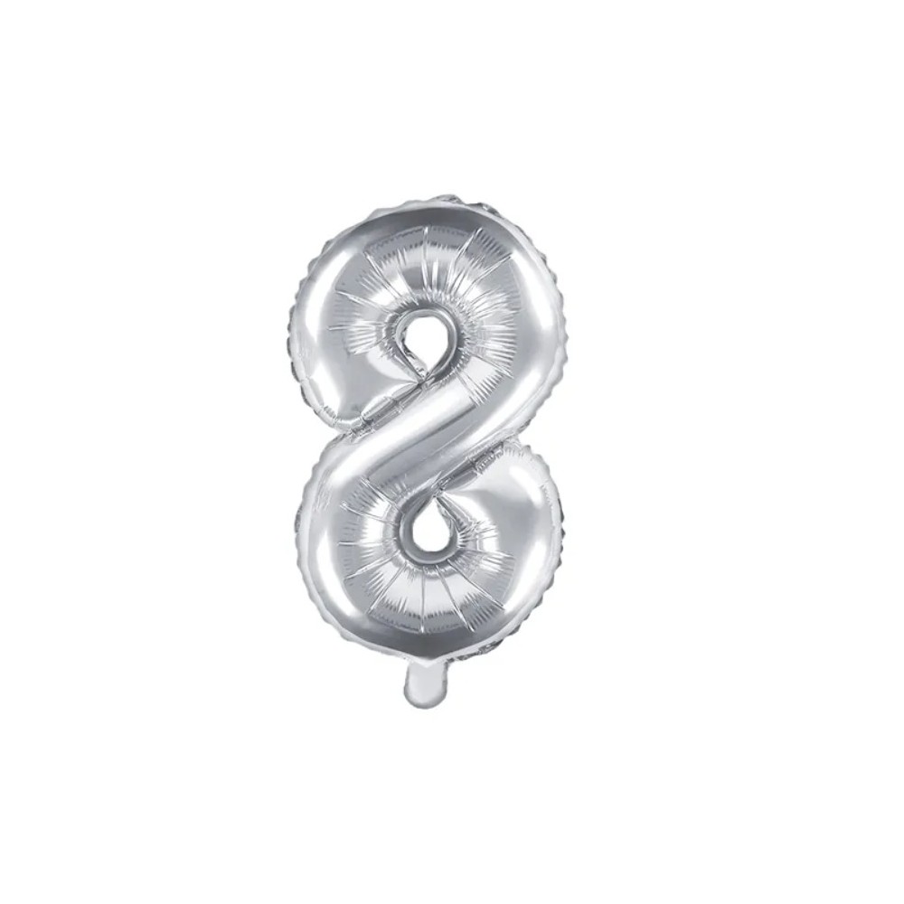 Balon foliowy Cyfra ''8'', 35cm, srebrny