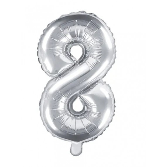 Balon foliowy Cyfra ''8'', 35cm, srebrny
