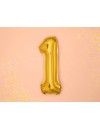 Balon foliowy Cyfra ''1'', 35cm, złoty