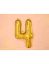 Balon foliowy Cyfra ''4'', 35cm, złoty