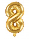 Balon foliowy Cyfra ''8'', 35cm, złoty