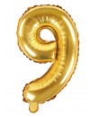 Balon foliowy Cyfra ''9'', 35cm, złoty