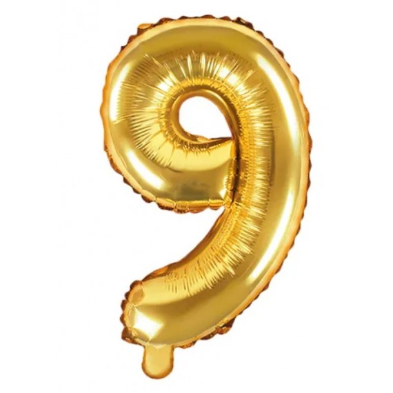 Balon foliowy Cyfra ''9'', 35cm, złoty