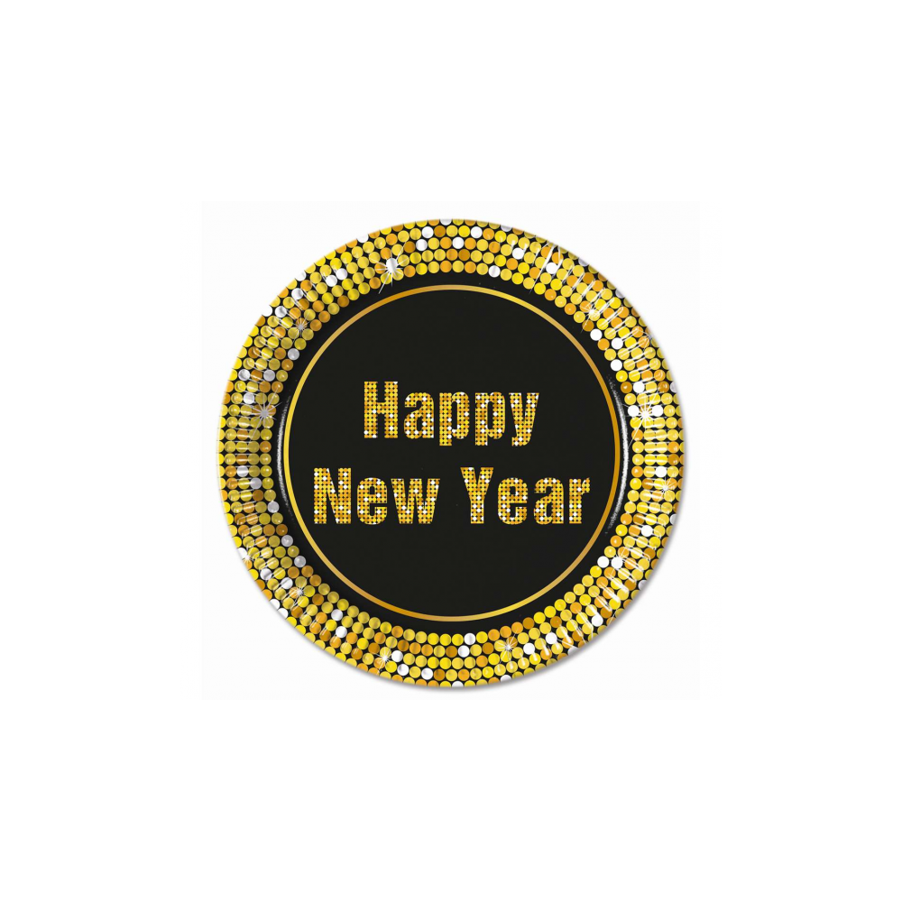 Talerzyki Happy New Year Retro, 23 cm