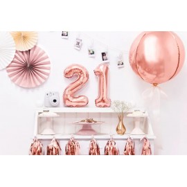 Balon foliowy Cyfra ''2'', 35cm, różowe złoto