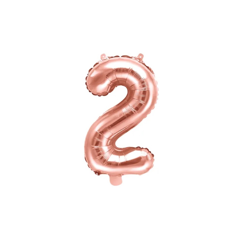 Balon foliowy Cyfra ''2'', 35cm, różowe złoto