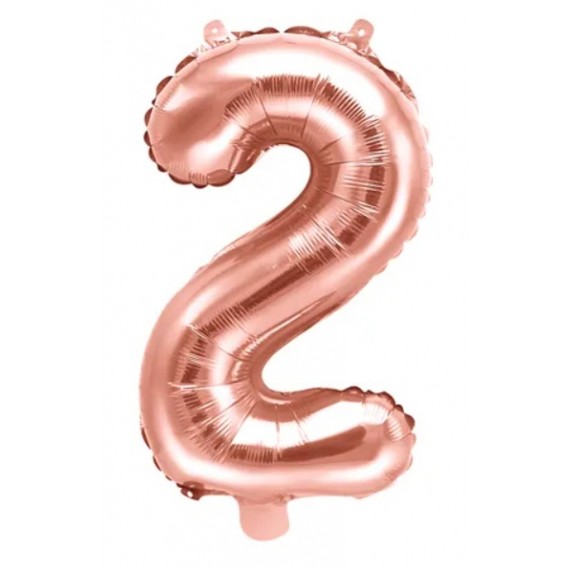 Balon foliowy Cyfra ''2'', 35cm, różowe złoto