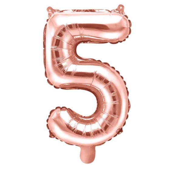 Balon foliowy Cyfra ''5'', 35cm, różowe złoto