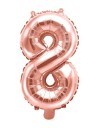 Balon foliowy Cyfra ''8'', 35cm, różowe złoto