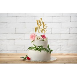 Topper na tort Mr&Mrs, złoty