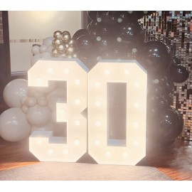 cyfry LED - liczba 30 , biała, 100 cm - wynajem