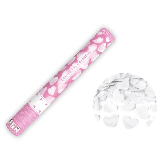 Tuba z sercami, biały, 60cm
