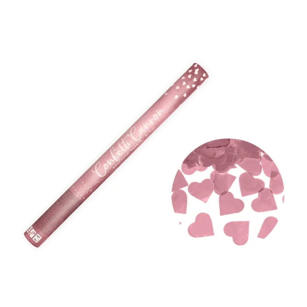 Tuba z sercami, różowe złoto, 60cm