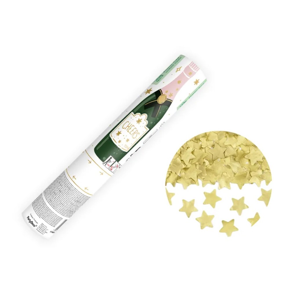 Tuba Szampan strzelająca złotymi gwiazdkami, 20 cm