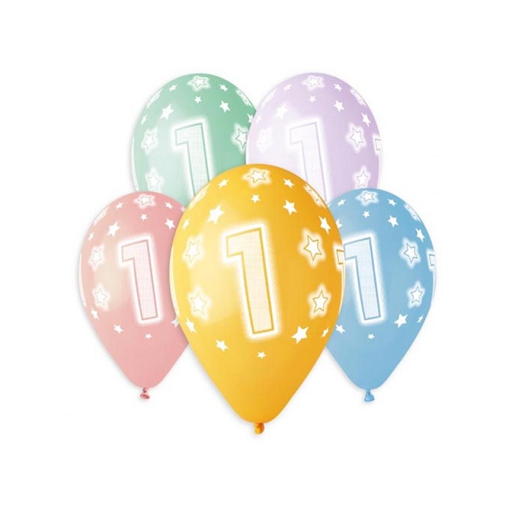 Balony lateksowe kolorowe, cyfra 1