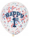 Balony lateksowe z konfetti Happy 1st