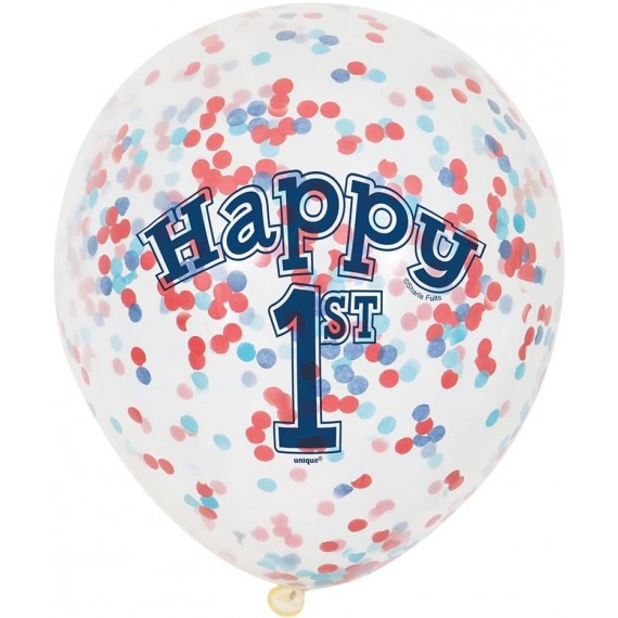 Balony lateksowe z konfetti Happy 1st