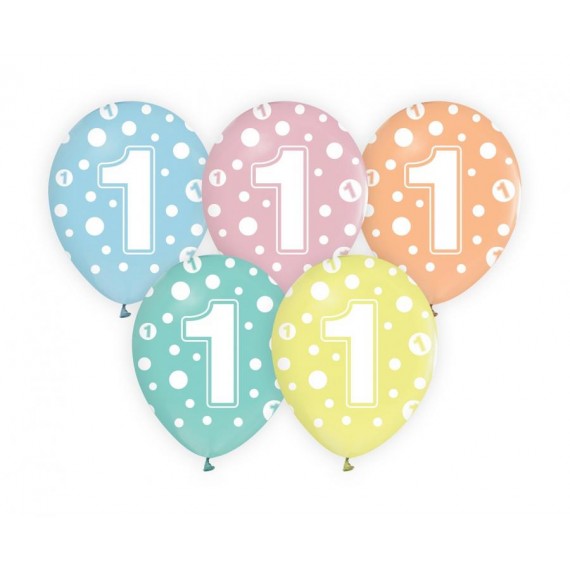 Balony lateksowe kolorowe, cyfra 1