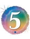 Balon foliowy 18", Cyfra 5 Happy Colourful Rainbow