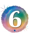 Balon foliowy 18", Cyfra 6 Happy Colourful Rainbow