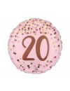 Balon foliowy 17", Pretty pink 20th birthday