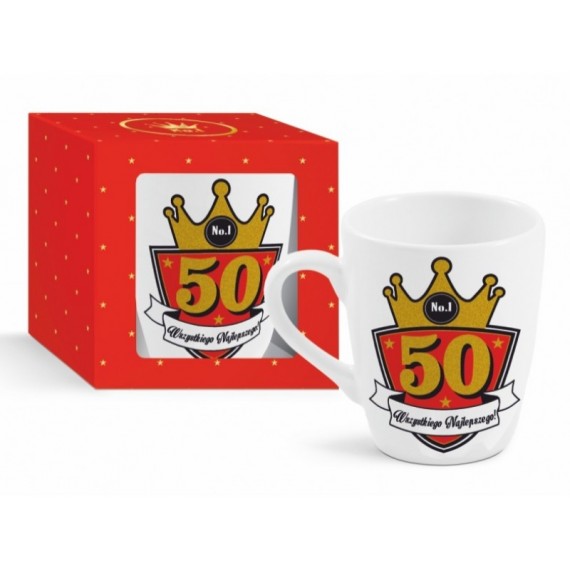 Kubek urodzinowy brokat 300ml - 50