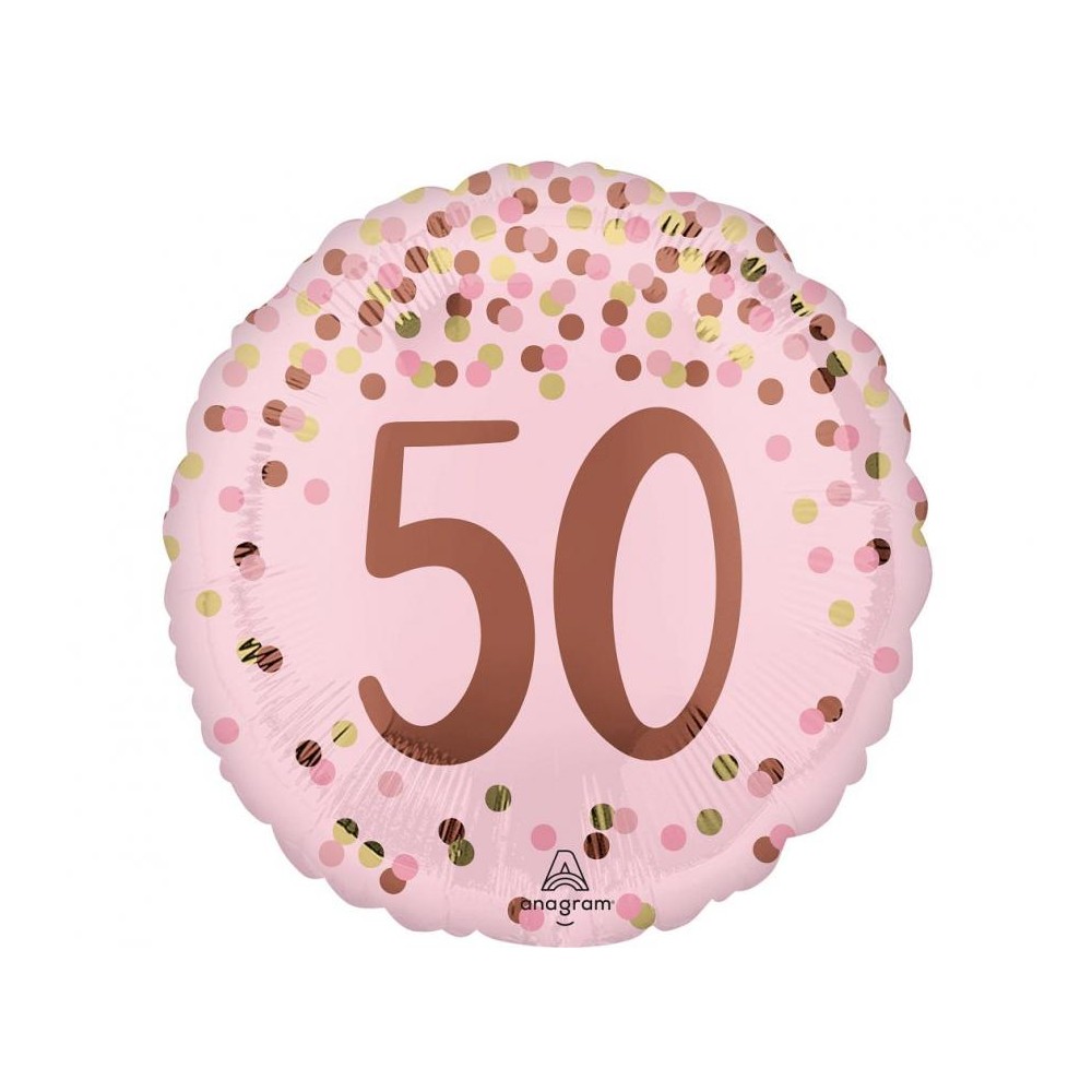 Balon foliowy 17" Pretty pink 50th birthday