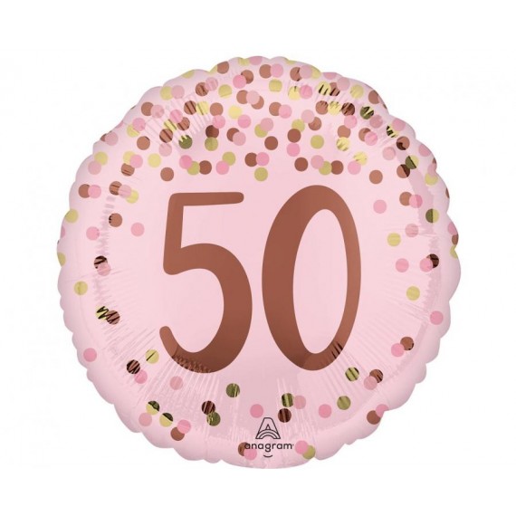 Balon foliowy 17" Pretty pink 50th birthday