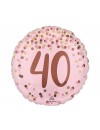 Balon foliowy 17", Pretty pink 40th birthday