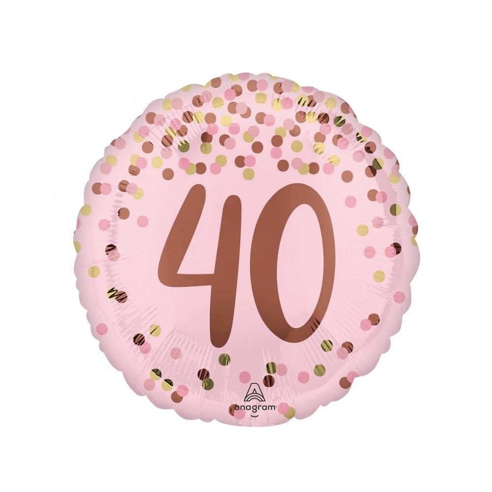 Balon foliowy 17", Pretty pink 40th birthday